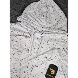 Burlebo Performance Hoodie Mens 2XL White Paint Splatter Long Sleeve NWT